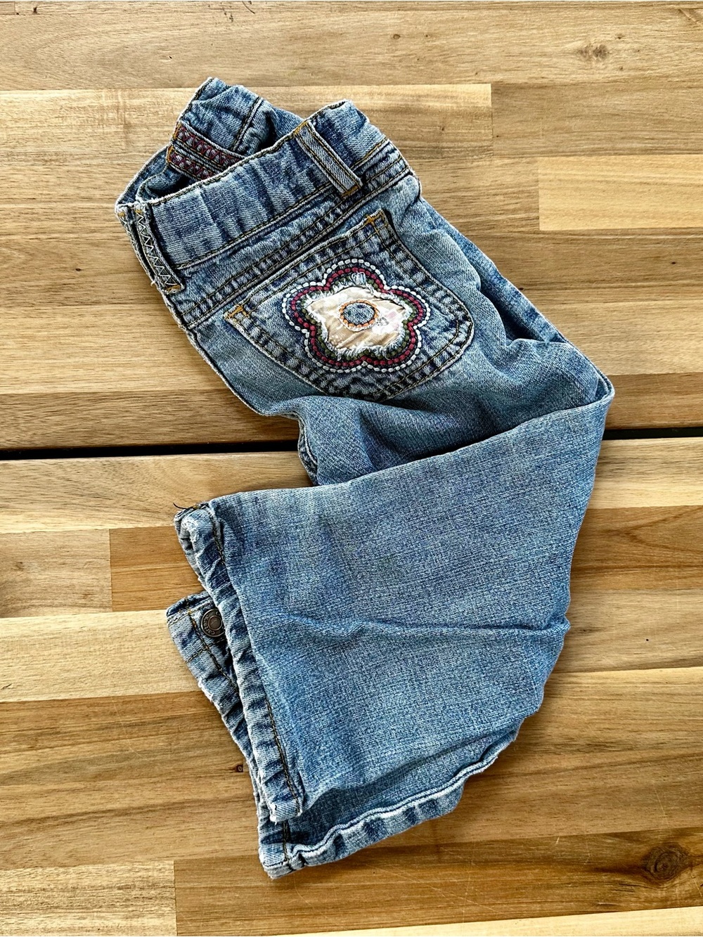 Vintage Y2K Carter’s Girls Flare Jeans Embroidered Floral Denim